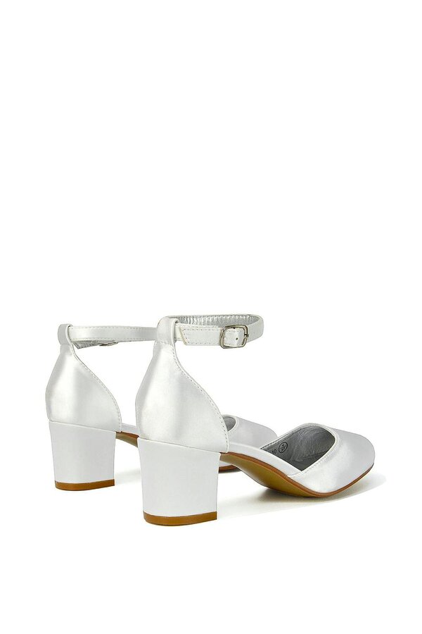 XY LONDON Chunky Strappy Mid Block High Heels Court Shoes