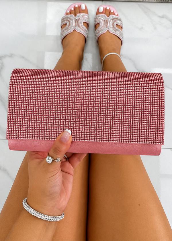Love Lemonade Crystal Sparkle Clutch Bag Baby Pink