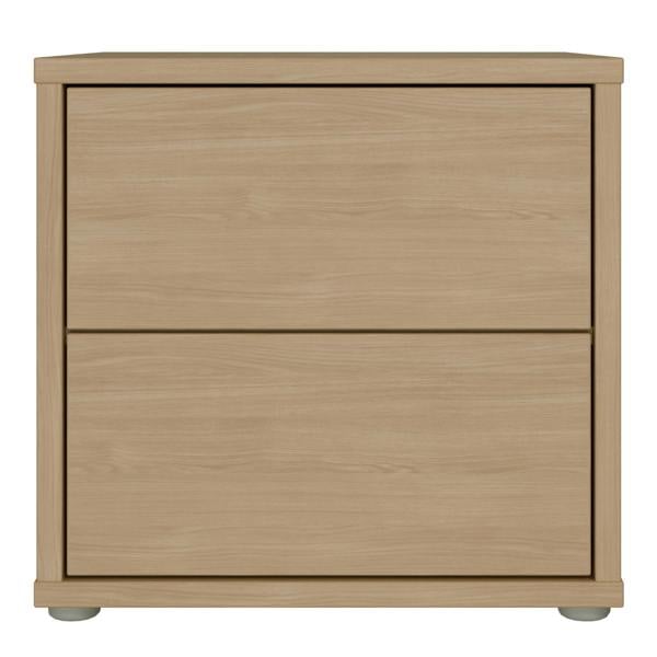 Furniture To Go Alice Springs Low Bedside Cabinet with 2 Drawers Push-to-Open in Elegancia Oak