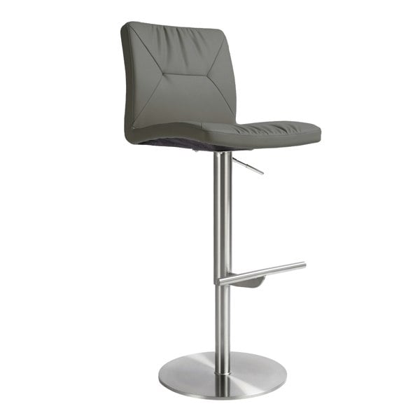 Furniture Edit Paddy Dark Grey Vegan Leather on Silver Adjustable Stool