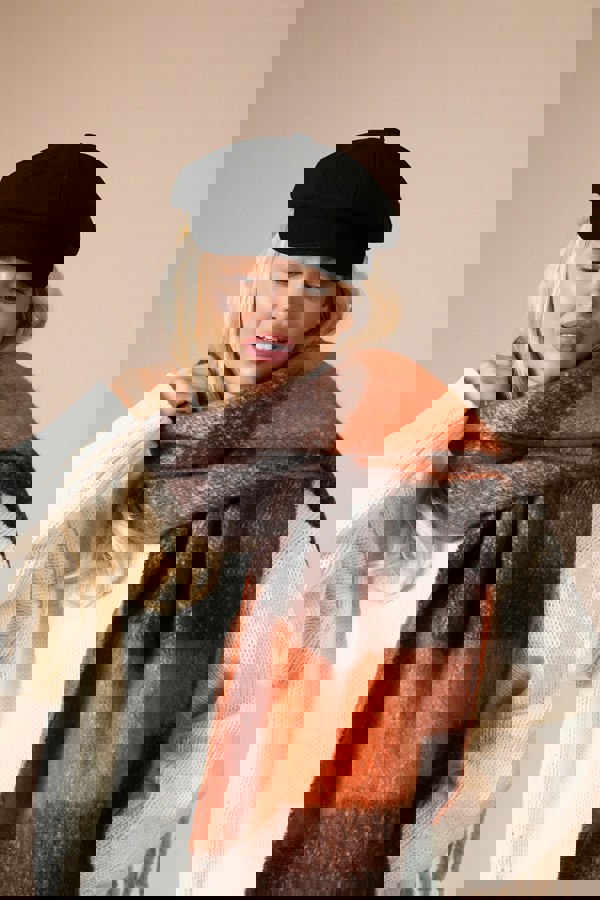 SVNX Chunky Scarf In Brown Orange