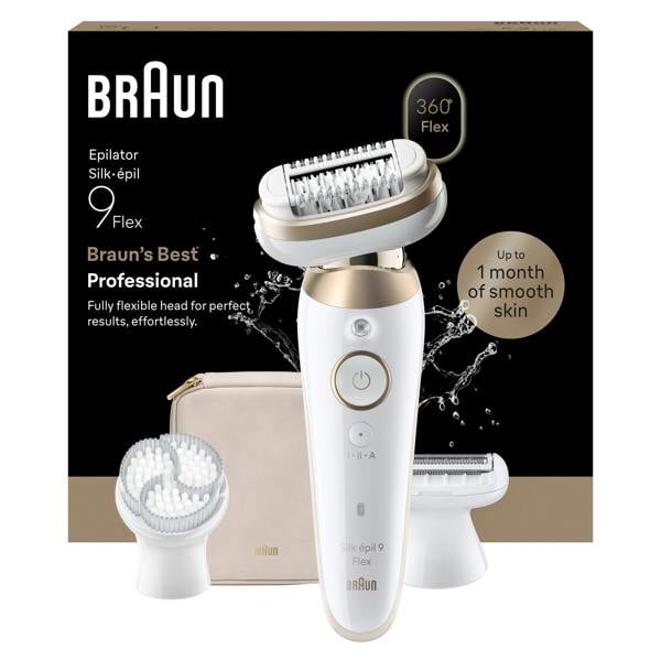 Braun Silk·épil 9 Flex, Wet & Dry Epilator, Lasting Smooth Skin, 9-060 3D, Gold