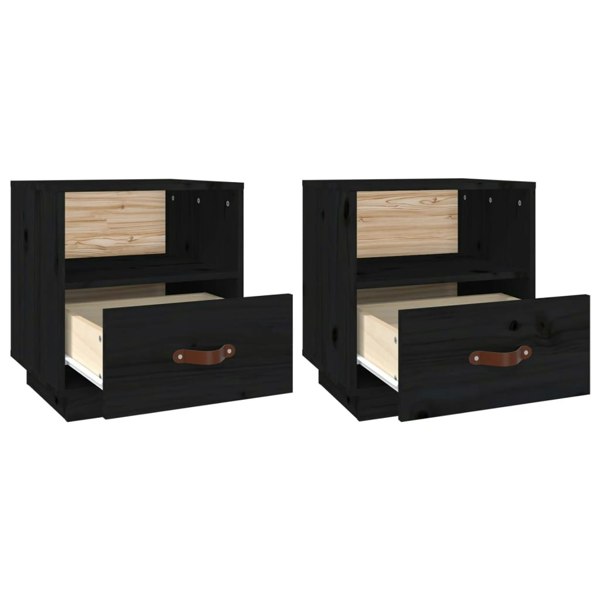 Berkfield Bedside Cabinets 2 pcs Black 40x34x45 cm Solid Wood Pine