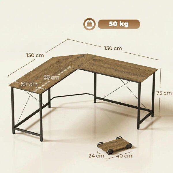 Corner L-Shape Computer Desk PC Workstation Writing Gaming Table Home Office