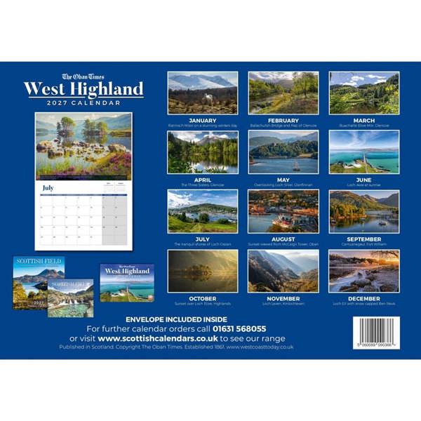 The Oban Times, West Highland A4 Calendar 2027, Wall Calendars, Month To View, Travel, Gift