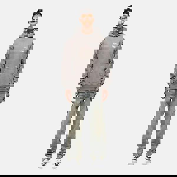 Good For Nothing Taupe Oversized Graphic Back Print Overhead Hoody - Taupe Image 4