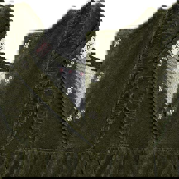 Mini Cuddles Baby Girls Floral Embroidered Dungaree 3pc Set, Green