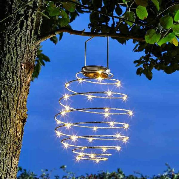 1 x Spiralight Solar Hanging Lantern Warm White Garden Ornament & Built-In Panel