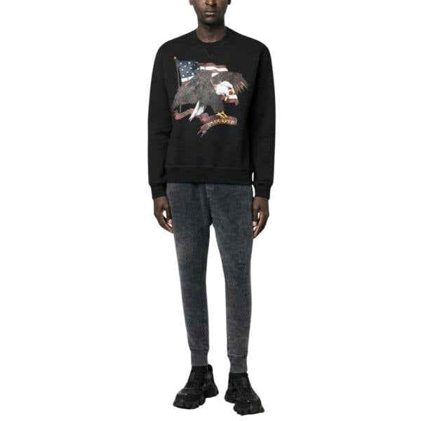 DSQUARED2 American Eagle Motif Black Crew Neck Jumper M