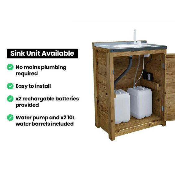 Dunster House Garden Kitchen with Left Side Sink, W2m x D2m / W7' x D7', With Stainless Steel Countertop, UNIT II