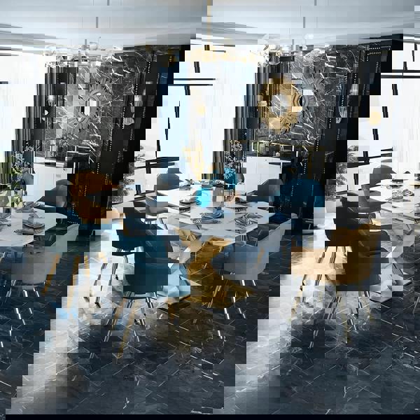 Weilai Concept LUCI Dining Table, Marble And Gold Metal