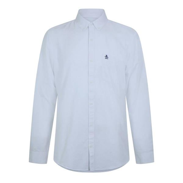 Original Penguin Mens Oxford Long-Sleeved Button-Down Shirt - White - 