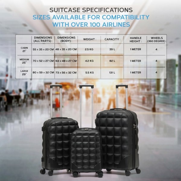 Flight Knight Large 29" Check-in Hard Case Bubble Design Suitcase- 8 Spinner Wheels
