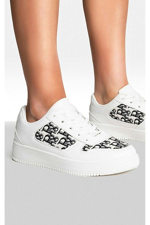Raina Lace Up Platform Trainers - White