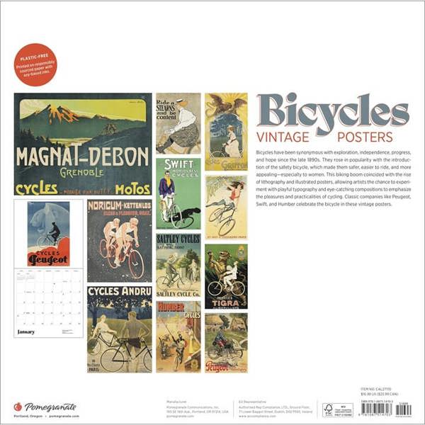 Bicycles, Vintage Posters Calendar 2027, Wall Calendars, Month To View, Sports, Gift