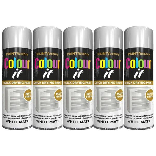 Paint Factory 5X  White Matt Spray Paint 250ml