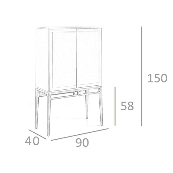 Angel Cerdá Beige and Walnut High Sideboard 3073