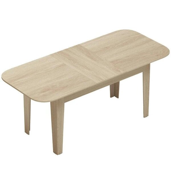Extendable Oval Dining Table for 4-6, Modern Expandable Kitchen Table, Round Edges, Oak