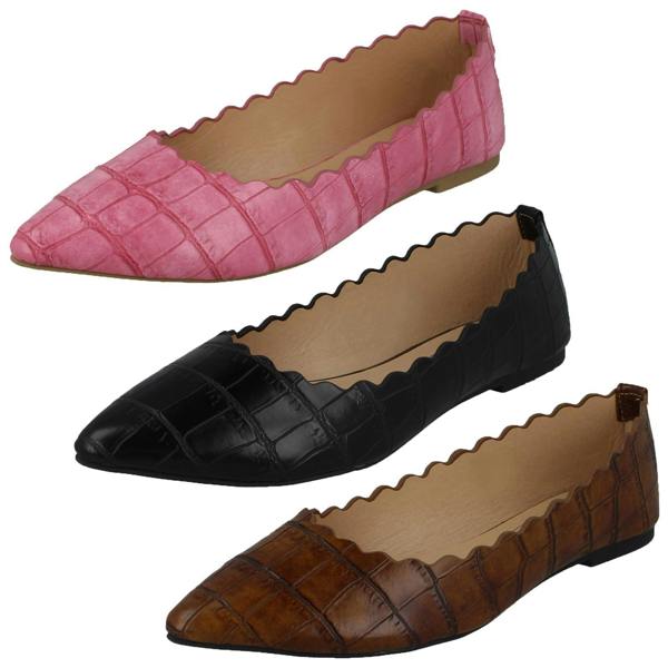 Spot On Ladies Spot On Pointed Toe Ballerinas F80457