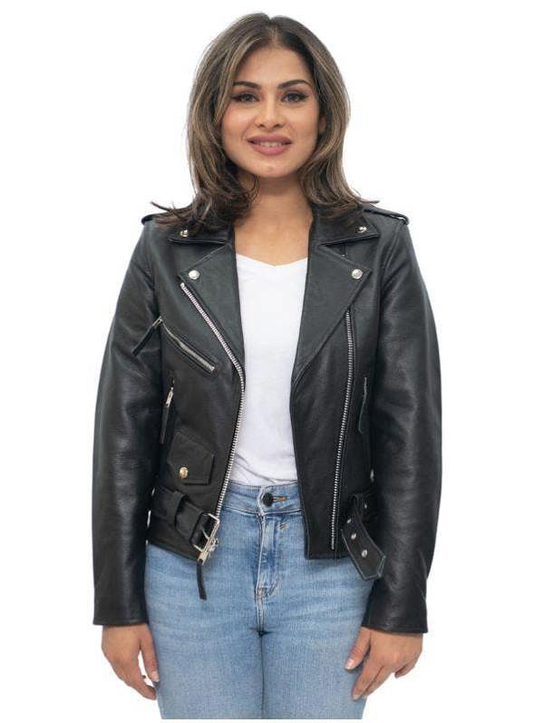 Infinity Leather Women's Cowhide Brando Leather Biker Jacket-Murcia
