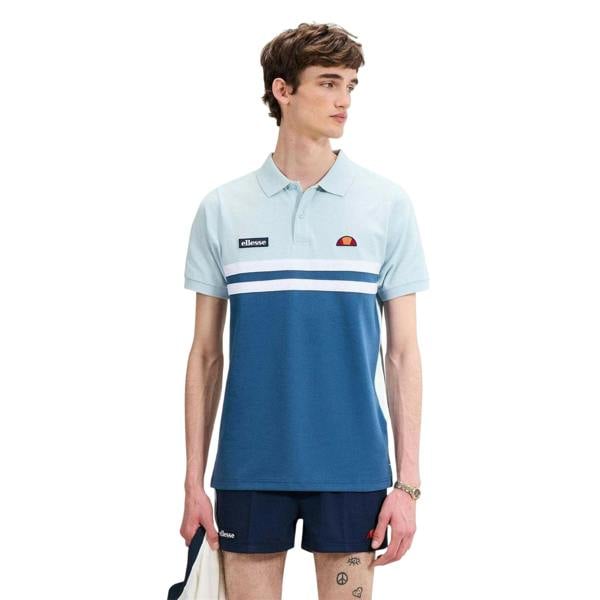 Ellesse Mens Muccia Colour Block Polo Shirt - Blue/Light Blue - 