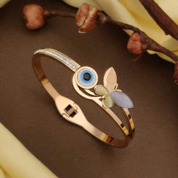 The Colourful Aura Large colourful butterfly Evil Eye Open Cuff Bangle Bracelet