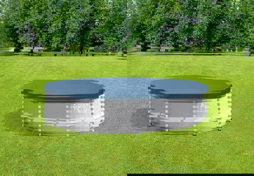 Intex 10 ft Pool Cover and 15.5 ft Ground Cloth – Protective Pool Cover with Heavy-Duty Base Mat