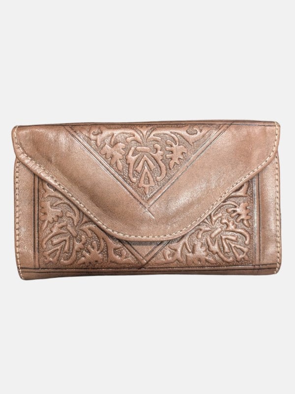 Berber Leather Small Leather Tri-Fold Purse Dark Brown