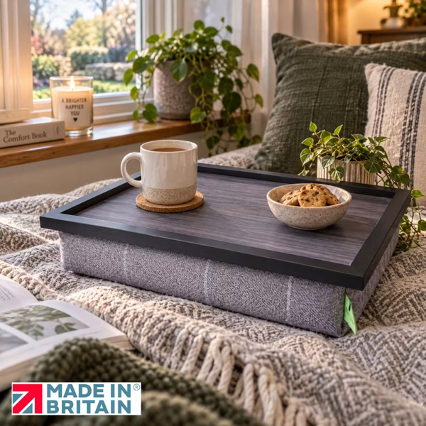 Made in the Mill Luxury Setter Grey Tweed Lap Tray with Bean Bag Base