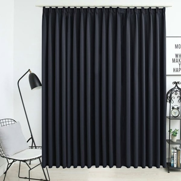 Berkfield Blackout Curtain with Hooks Black 290x245 cm