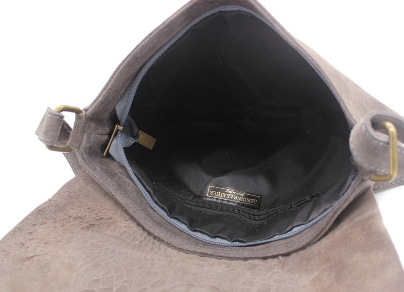 Kitise Italian Soft Suede Leather Croc Skin Pattern Flap Over Small  Cross Body Bag