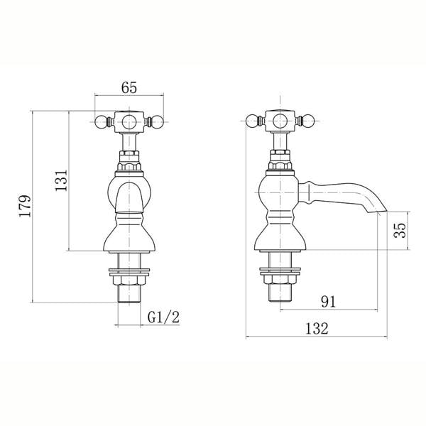 Flode Flen | Basin Pillar Taps | Chrome