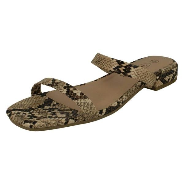 Spot On Ladies Spot On Snake Print Sandals F00254