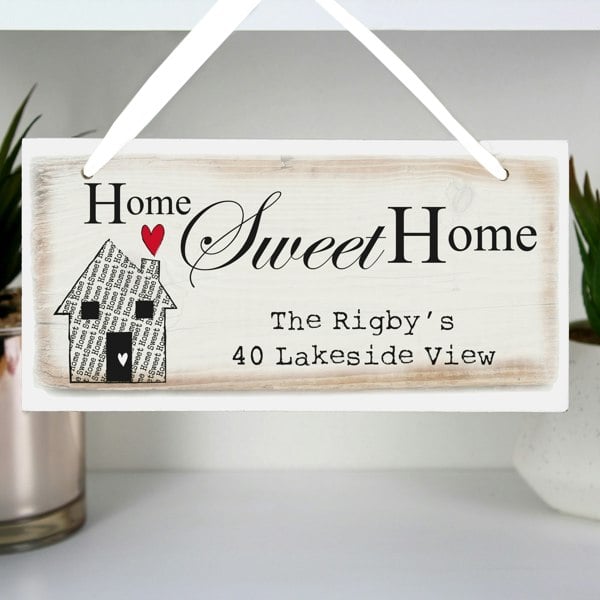 Personalised Memento Company Personalised Home Sweet Home Wooden Sign