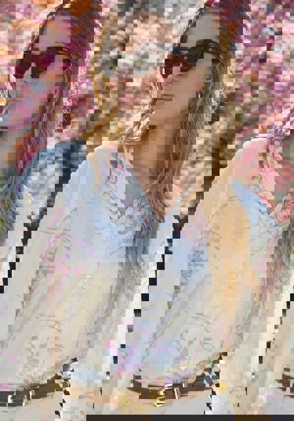 Lillibet Large Floral Print Shirt In Cream - image 3