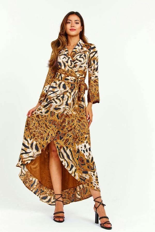 LuvForever Leopard Print Hi-Lo Wrap Dress