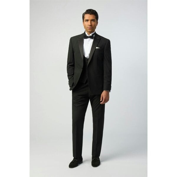 Limehaus Tailored Fit Stretch Black Tuxedo Jacket