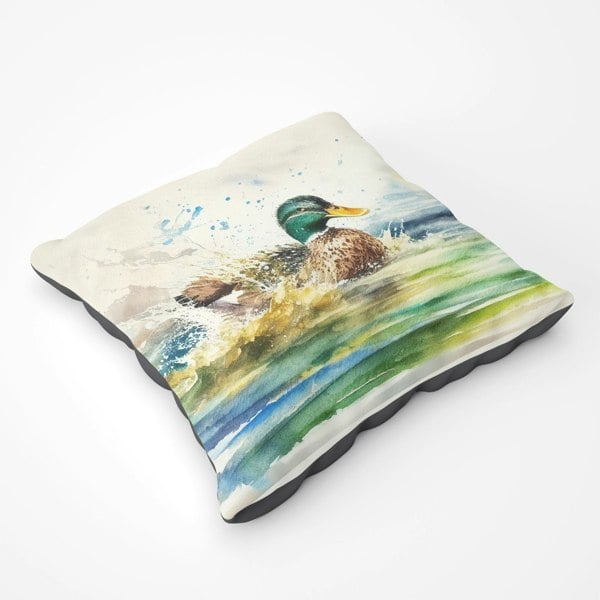 Warren Reed Splashing Mallard Watercolour Floor Cushion