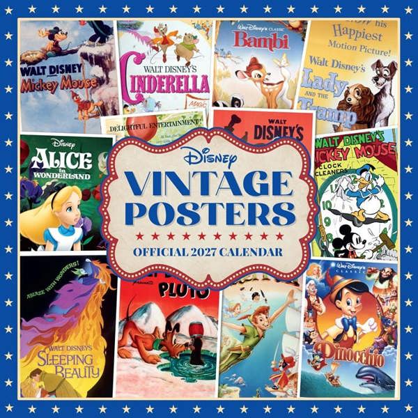 Disney, Vintage Posters Calendar 2027, Wall Calendars, Month To View, Entertainment, Gift