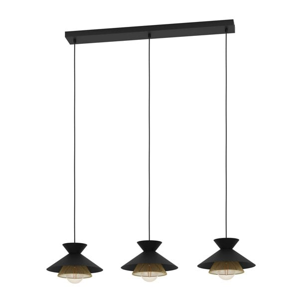 EGLO Grizedale Black And Brass 3-Light Pendant