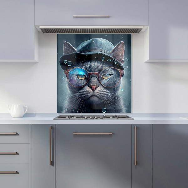 Warren Reed - Designer Russian Blue Cat Splashart Kitchen Splashback