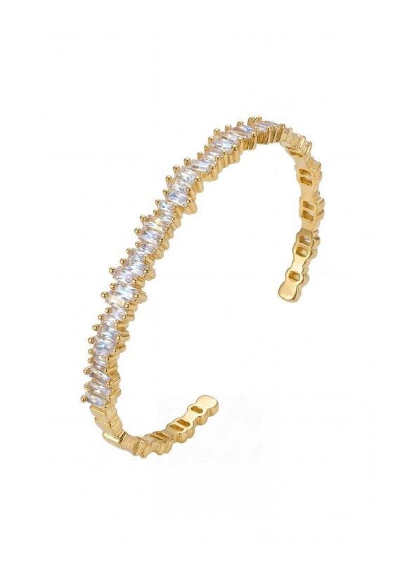 Latelita Baguette Ice Cuff Bangle Gold White