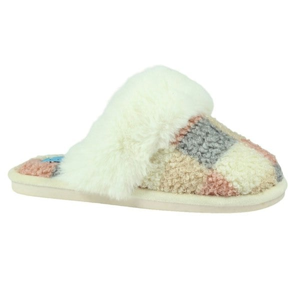 Lunar Womens/Ladies Kayden Faux Fur Lined Slippers - Pink