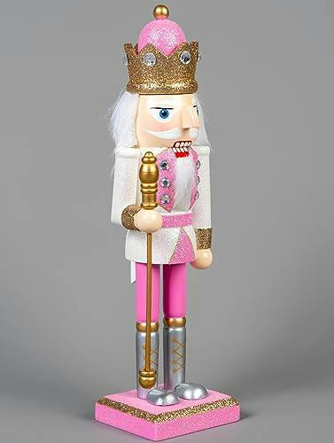 25cm Pink Wooden Nutcrackers Soldiers King Drummer Christmas Ornament 4pcs Set image 6