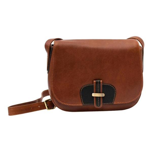 Frontview of Tan Leather Shoulder bag