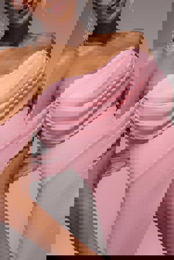 Bardot Scuba & Chiffon Cowl Maxi Dress - Blush Pink DR4438QZ