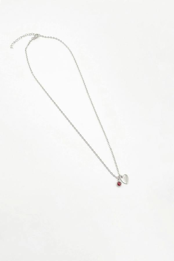 SVNX Mini Heart & Janurary Birthstone Necklace in Silver - Gift Boxed