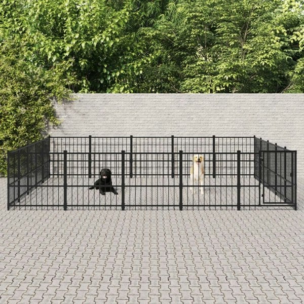 Berkfield Outdoor Dog Kennel Steel 23.52 m�__