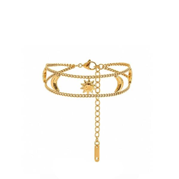 Noemi Luxe 18K Gold Plated Layered Sun & Moon Bracelet Luxe Tones