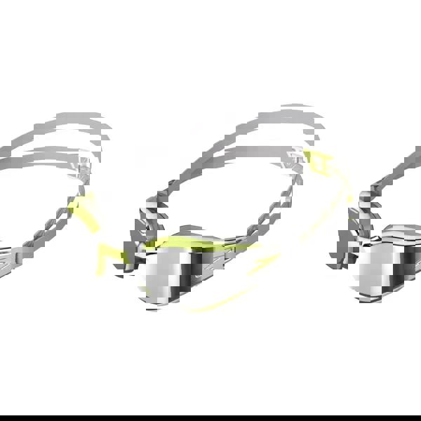 Sleek silver and yellow Speedo Fastskin Hyper Elite mirror swim goggles